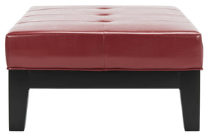 Safavieh Jordan Cocktail Ottoman - Stylish Quilted Leather Accent For Modern Living Spaces & Versatile Use Red HUD4066R