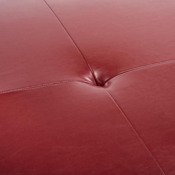 Safavieh Jordan Cocktail Ottoman - Stylish Quilted Leather Accent For Modern Living Spaces & Versatile Use Red HUD4066R
