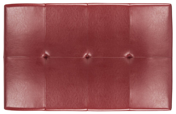 Safavieh Jordan Cocktail Ottoman - Stylish Quilted Leather Accent For Modern Living Spaces & Versatile Use Red HUD4066R
