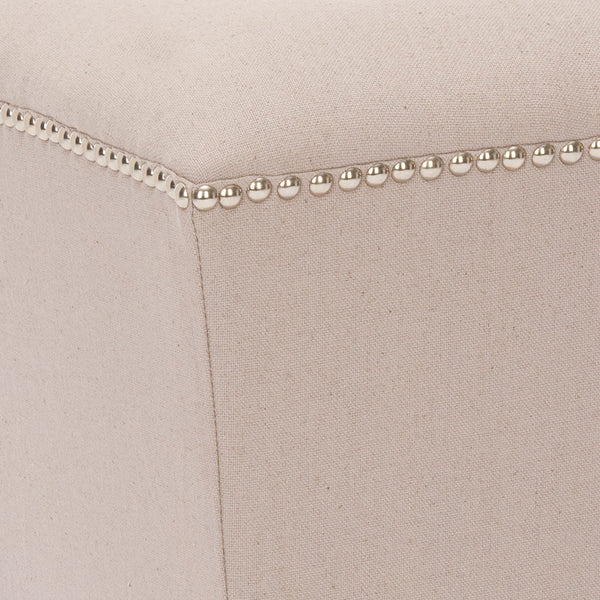 Safavieh Mason Fabric Ottoman In Taupe – Stylish And Versatile Upholstered Bench For Modern Living Spaces Taupe Linen Hud4068f