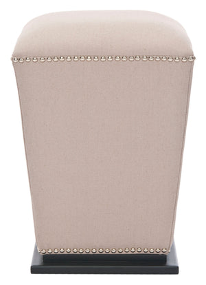 Safavieh Mason Fabric Ottoman In Taupe – Stylish And Versatile Upholstered Bench For Modern Living Spaces Taupe Linen Hud4068f