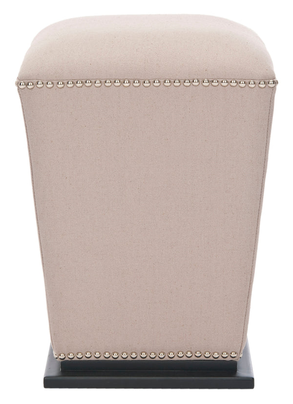 Safavieh Mason Fabric Ottoman In Taupe – Stylish And Versatile Upholstered Bench For Modern Living Spaces Taupe Linen Hud4068f