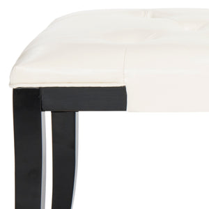 Safavieh Tyler Bench - Elegant Leather Upholstered Seating With Timeless Tufting And Stylish Beech Wood Frame Black/Off White HUD4069B