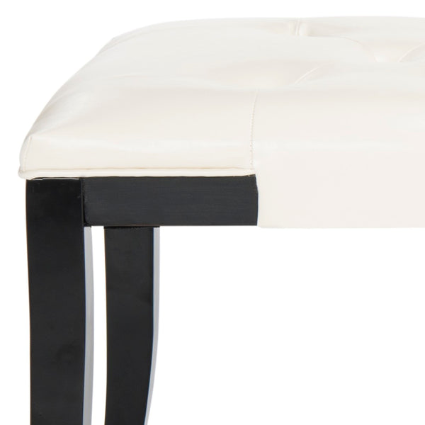 Safavieh Tyler Bench - Elegant Leather Upholstered Seating With Timeless Tufting And Stylish Beech Wood Frame Black/Off White HUD4069B
