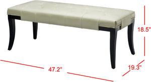 Safavieh Tyler Bench - Elegant Leather Upholstered Seating With Timeless Tufting And Stylish Beech Wood Frame Black/Off White HUD4069B