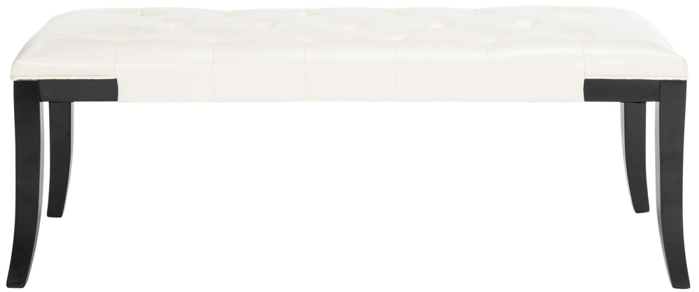 Safavieh Tyler Bench - Elegant Leather Upholstered Seating With Timeless Tufting And Stylish Beech Wood Frame Black/Off White HUD4069B