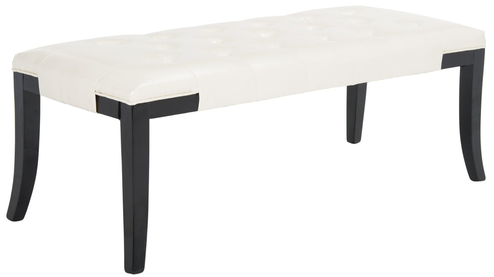 Safavieh Tyler Bench - Elegant Leather Upholstered Seating With Timeless Tufting And Stylish Beech Wood Frame Black/Off White HUD4069B