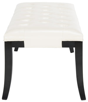 Safavieh Tyler Bench - Elegant Leather Upholstered Seating With Timeless Tufting And Stylish Beech Wood Frame Black/Off White HUD4069B