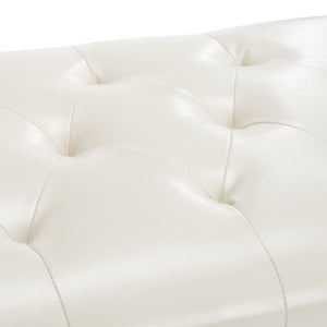 Safavieh Tyler Bench - Elegant Leather Upholstered Seating With Timeless Tufting And Stylish Beech Wood Frame Black/Off White HUD4069B