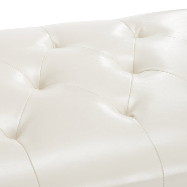 Safavieh Tyler Bench - Elegant Leather Upholstered Seating With Timeless Tufting And Stylish Beech Wood Frame Black/Off White HUD4069B