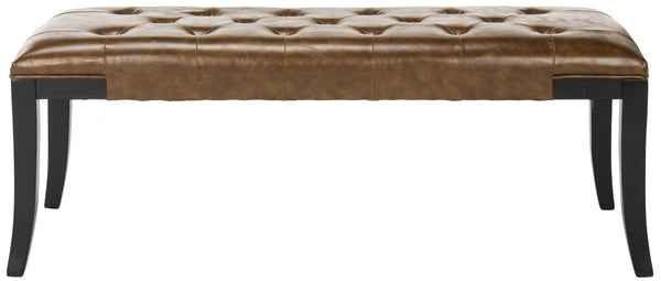 Safavieh Tyler Bench - Elegant Leather Upholstered Seating With Timeless Tufting And Stylish Beech Wood Frame Saddle HUD4069C