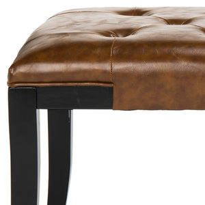 Safavieh Tyler Bench - Elegant Leather Upholstered Seating With Timeless Tufting And Stylish Beech Wood Frame Saddle HUD4069C