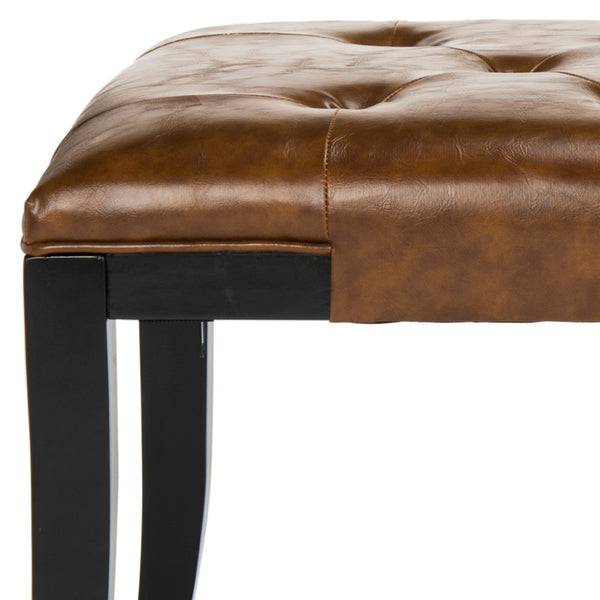 Safavieh Tyler Bench - Elegant Leather Upholstered Seating With Timeless Tufting And Stylish Beech Wood Frame Saddle HUD4069C