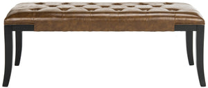 Safavieh Tyler Bench - Elegant Leather Upholstered Seating With Timeless Tufting And Stylish Beech Wood Frame Saddle HUD4069C