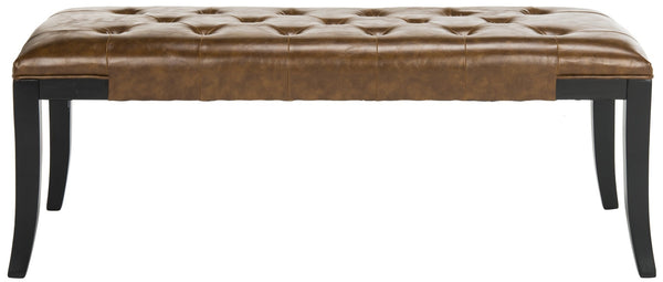 Safavieh Tyler Bench - Elegant Leather Upholstered Seating With Timeless Tufting And Stylish Beech Wood Frame Saddle HUD4069C