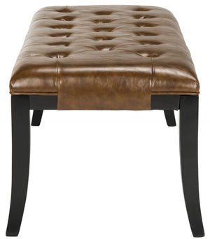 Safavieh Tyler Bench - Elegant Leather Upholstered Seating With Timeless Tufting And Stylish Beech Wood Frame Saddle HUD4069C