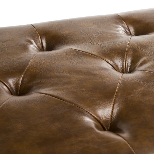 Safavieh Tyler Bench - Elegant Leather Upholstered Seating With Timeless Tufting And Stylish Beech Wood Frame Saddle HUD4069C