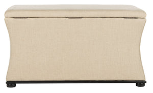 Safavieh Aroura Storage Bench - Elegant Beige Linen-Weave Upholstered Seating With Hidden Storage Solution Black/Beige HUD4071A