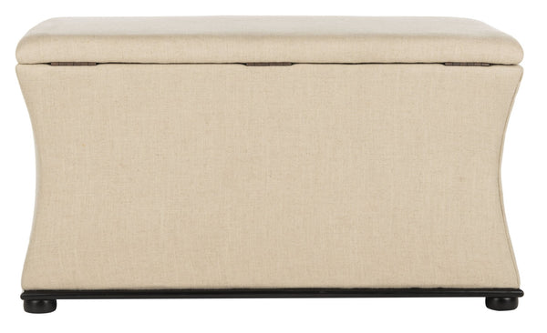 Safavieh Aroura Storage Bench - Elegant Beige Linen-Weave Upholstered Seating With Hidden Storage Solution Black/Beige HUD4071A