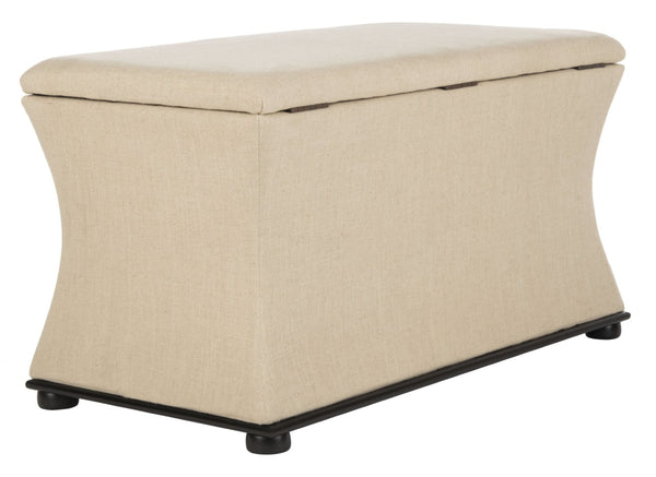 Safavieh Aroura Storage Bench - Elegant Beige Linen-Weave Upholstered Seating With Hidden Storage Solution Black/Beige HUD4071A