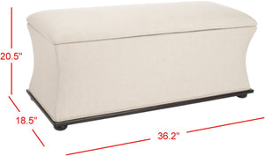 Safavieh Aroura Storage Bench - Elegant Beige Linen-Weave Upholstered Seating With Hidden Storage Solution Black/Beige HUD4071A