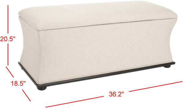 Safavieh Aroura Storage Bench - Elegant Beige Linen-Weave Upholstered Seating With Hidden Storage Solution Black/Beige HUD4071A