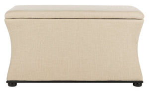 Safavieh Aroura Storage Bench - Elegant Beige Linen-Weave Upholstered Seating With Hidden Storage Solution Black/Beige HUD4071A