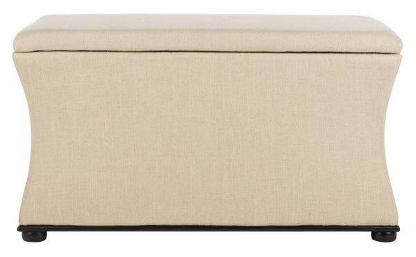 Safavieh Aroura Storage Bench - Elegant Beige Linen-Weave Upholstered Seating With Hidden Storage Solution Black/Beige HUD4071A