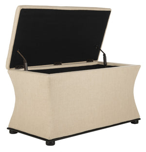 Safavieh Aroura Storage Bench - Elegant Beige Linen-Weave Upholstered Seating With Hidden Storage Solution Black/Beige HUD4071A