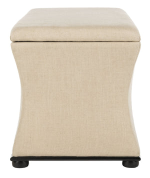 Safavieh Aroura Storage Bench - Elegant Beige Linen-Weave Upholstered Seating With Hidden Storage Solution Black/Beige HUD4071A