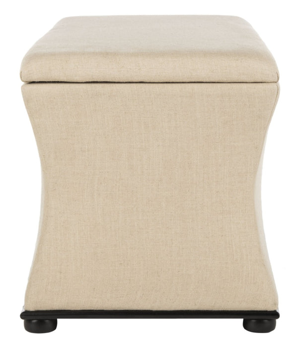Safavieh Aroura Storage Bench - Elegant Beige Linen-Weave Upholstered Seating With Hidden Storage Solution Black/Beige HUD4071A