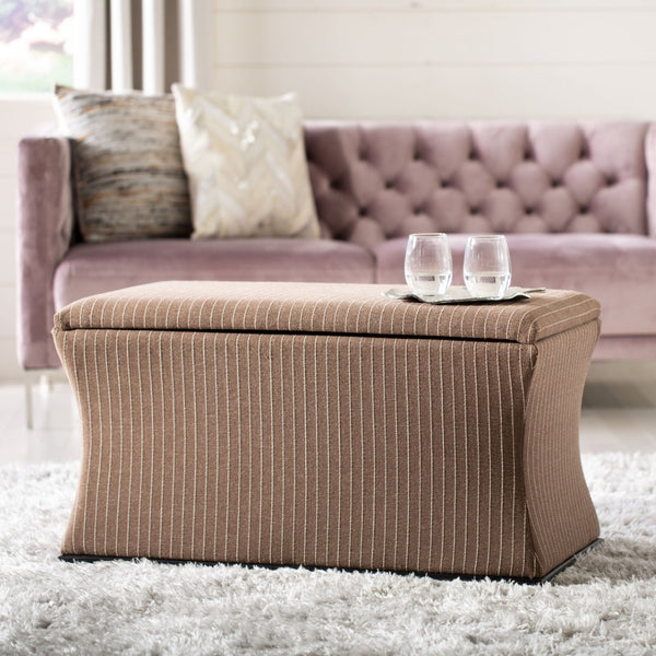 Safavieh Aroura Storage Bench - Elegant Beige Linen-Weave Upholstered Seating With Hidden Storage Solution Black/Brown/Cream HUD4071C