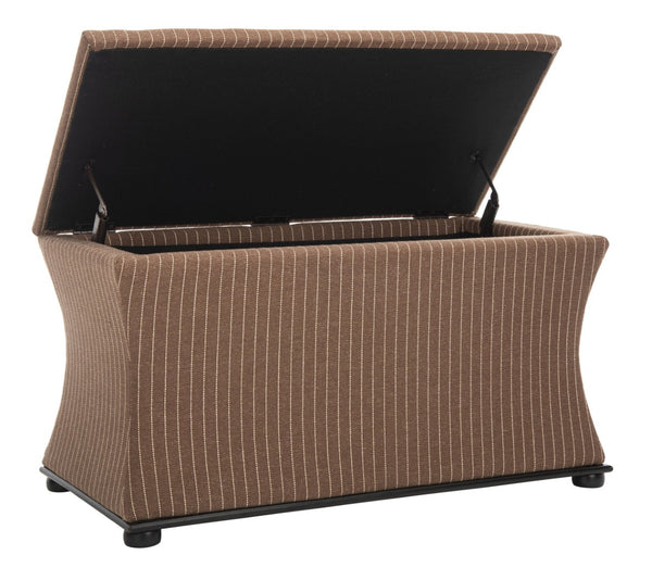 Safavieh Aroura Storage Bench - Elegant Beige Linen-Weave Upholstered Seating With Hidden Storage Solution Black/Brown/Cream HUD4071C