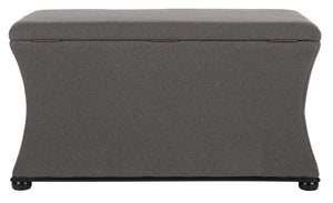 Safavieh Aroura Storage Bench - Elegant Beige Linen-Weave Upholstered Seating With Hidden Storage Solution Black/Grey HUD4071E