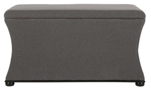 Safavieh Aroura Storage Bench - Elegant Beige Linen-Weave Upholstered Seating With Hidden Storage Solution Black/Grey HUD4071E