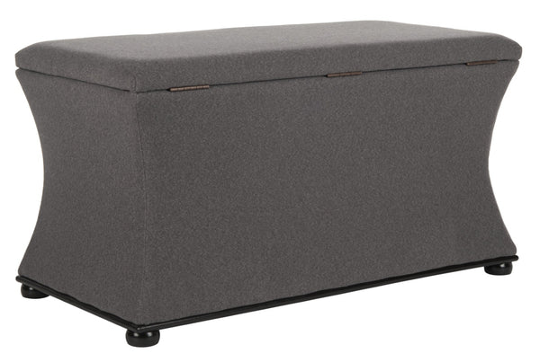 Safavieh Aroura Storage Bench - Elegant Beige Linen-Weave Upholstered Seating With Hidden Storage Solution Black/Grey HUD4071E