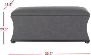 Safavieh Aroura Storage Bench - Elegant Beige Linen-Weave Upholstered Seating With Hidden Storage Solution Black/Grey HUD4071E