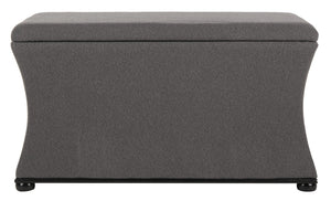Safavieh Aroura Storage Bench - Elegant Beige Linen-Weave Upholstered Seating With Hidden Storage Solution Black/Grey HUD4071E