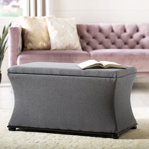 Safavieh Aroura Storage Bench - Elegant Beige Linen-Weave Upholstered Seating With Hidden Storage Solution Black/Grey HUD4071E