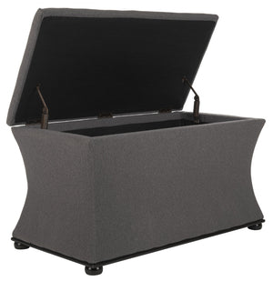 Safavieh Aroura Storage Bench - Elegant Beige Linen-Weave Upholstered Seating With Hidden Storage Solution Black/Grey HUD4071E