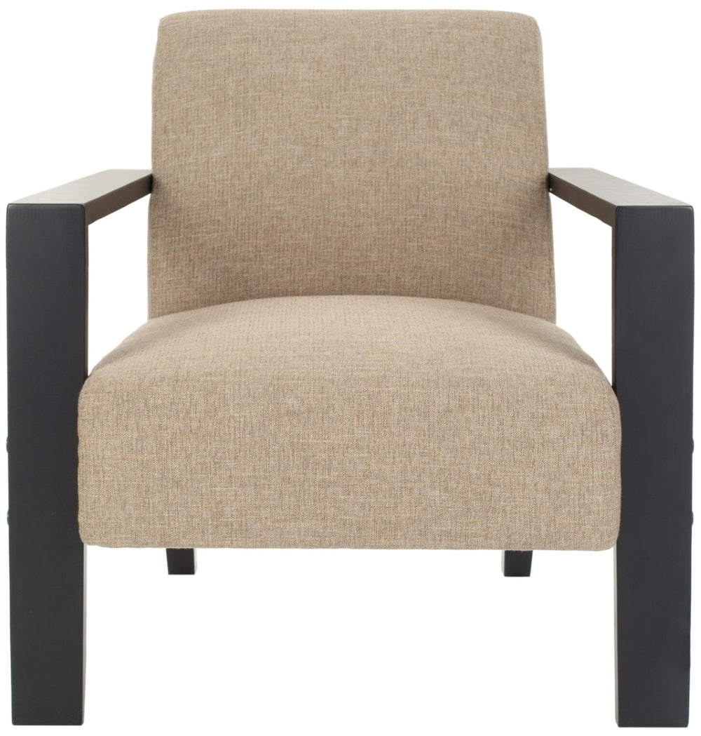 Safavieh Jenna Arm Chair - Vintage-Modern Elegance With Art Deco Flair, Beige Upholstery, Versatile Comfort HUD4187F