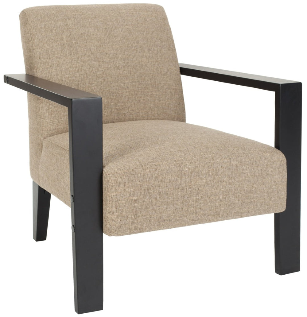 Safavieh Jenna Arm Chair - Vintage-Modern Elegance With Art Deco Flair, Beige Upholstery, Versatile Comfort HUD4187F