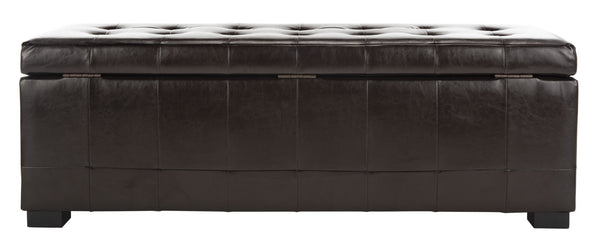 Safavieh Large Manhattan Storage Bench - Stylish Upholstered Seating With Ample Storage For Modern Living Spaces Brown HUD4200A