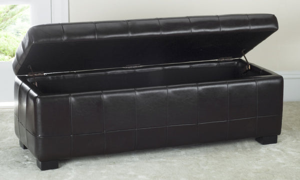 Safavieh Large Manhattan Storage Bench - Stylish Upholstered Seating With Ample Storage For Modern Living Spaces Brown HUD4200A