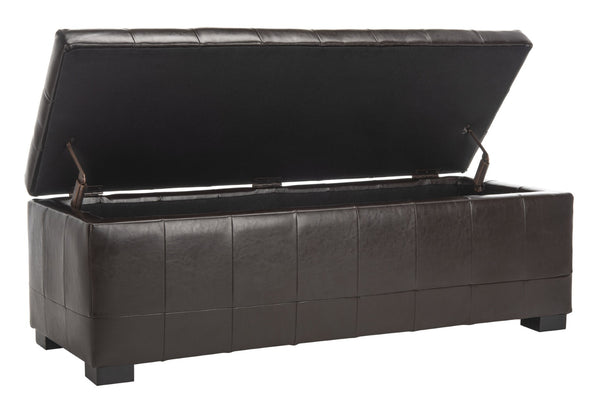 Safavieh Large Manhattan Storage Bench - Stylish Upholstered Seating With Ample Storage For Modern Living Spaces Brown HUD4200A