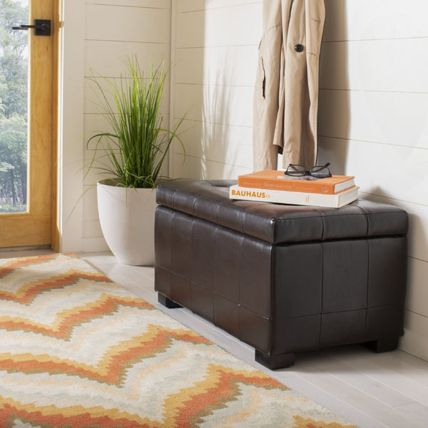 Safavieh Small Manhattan Storage Bench – Stylish And Compact Upholstered Storage Solution For Any Space Brown HUD4201A
