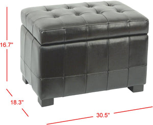 Safavieh Small Manhattan Storage Bench – Stylish And Compact Upholstered Storage Solution For Any Space Black HUD4201B