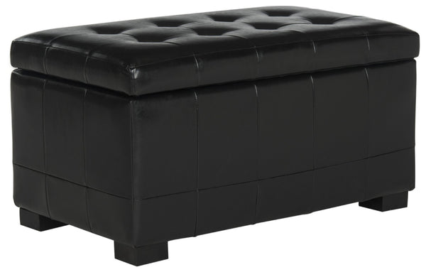 Safavieh Small Manhattan Storage Bench – Stylish And Compact Upholstered Storage Solution For Any Space Black HUD4201B