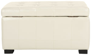 Safavieh Small Manhattan Storage Bench - Elegant Off-White Leather Ottoman With Hidden Storage & Sturdy Legs HUD4201D