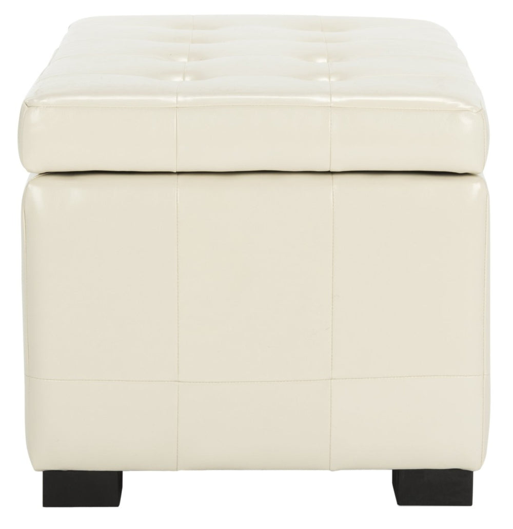 Safavieh Small Manhattan Storage Bench - Elegant Off-White Leather Ottoman With Hidden Storage & Sturdy Legs HUD4201D